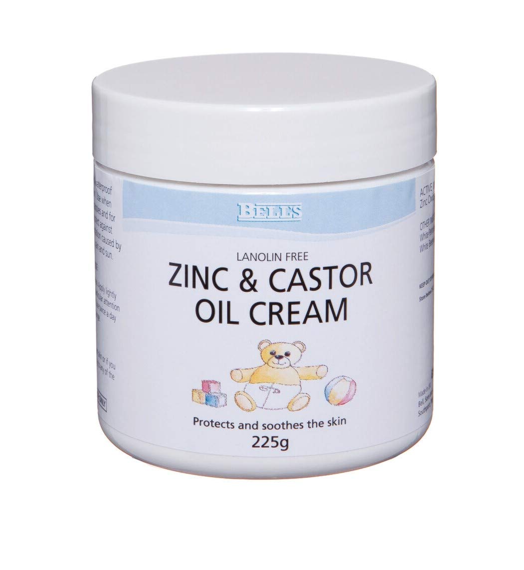 Bells Zinc & Castor Oil Cream 225G - Moisturizing Skin Protection for Dryness, Rashes & Irritations - Ideal for Daily Skincare, Baby Care & First Aid