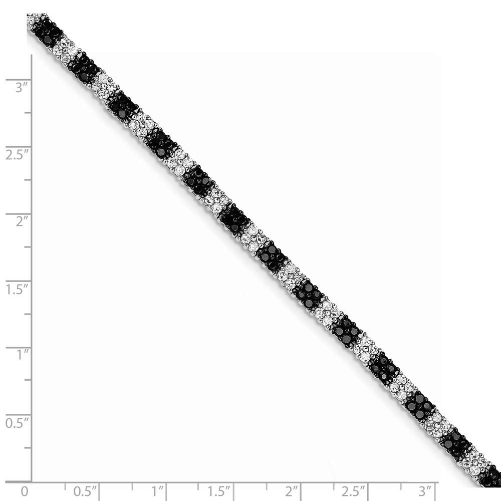 925 Sterling Silver Black & White Cubic Zirconia Tennis Bracelet for Women - Elegant Fine Jewelry Gift for Her (7 Inch) - Perfect for Weddings, Anniversaries & Special Occasions