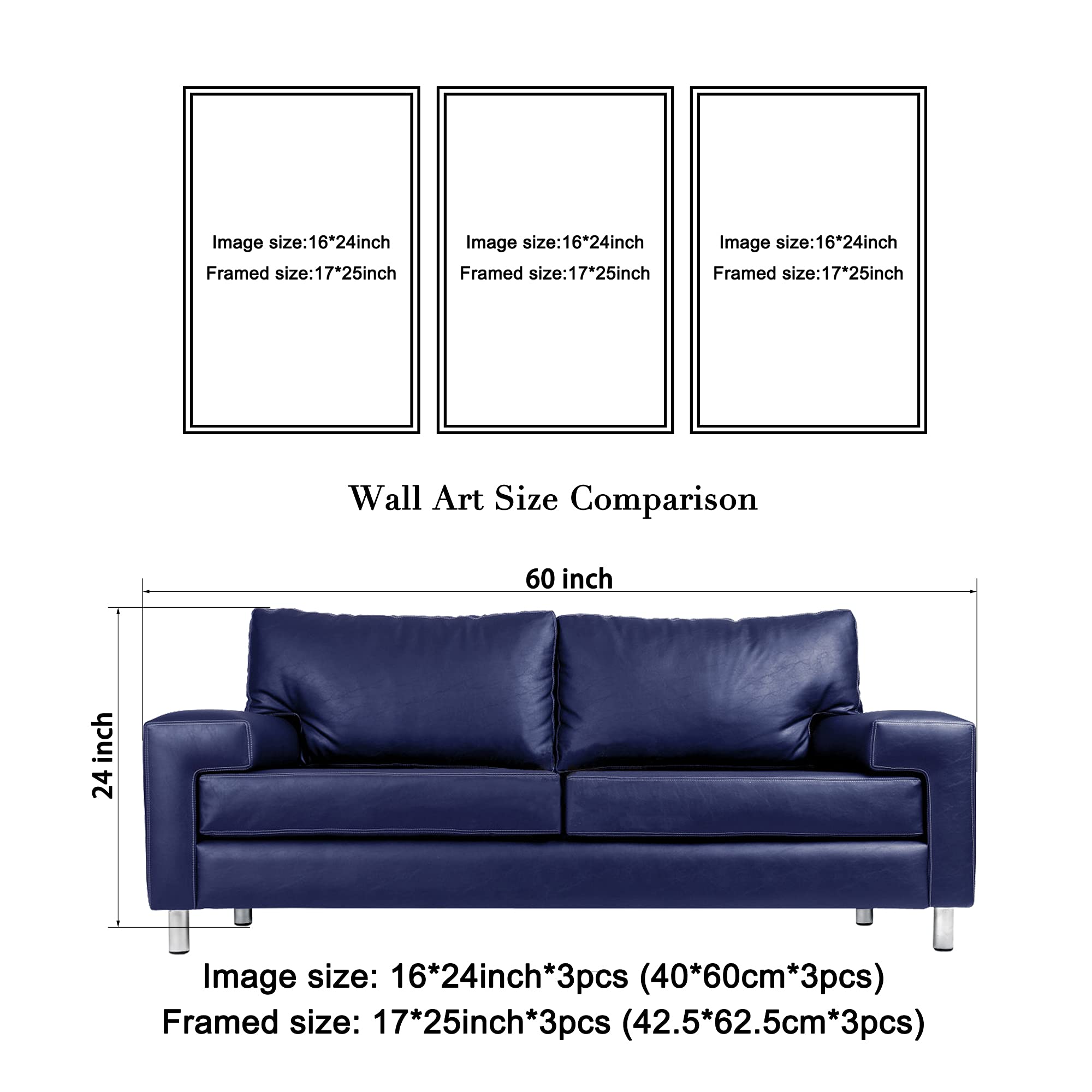 Wieco Art Large Framed Canvas Wall Art - The Cloud Tree Abstract Painting for Bedroom & Office Decor | 3-Panel Contemporary Artwork with Black Frames | Perfect for Living Room, Bedroom & Office Wall Decor
