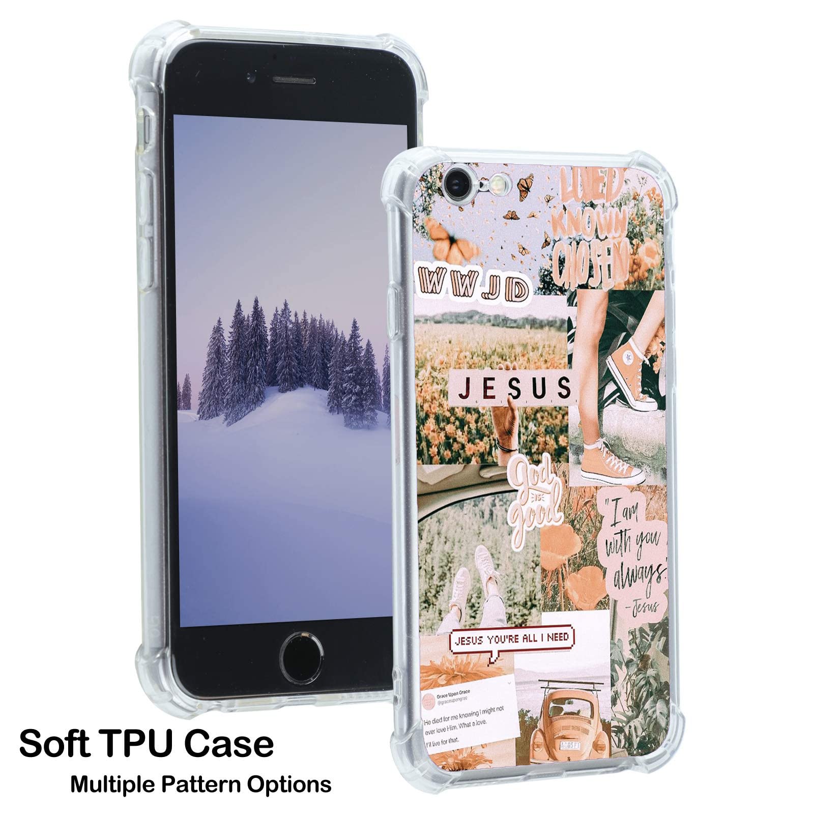 Christian Faith iPhone 7/8/SE2/SE3 Case - Inspirational Jesus Collage Design, Motivational Soft TPU Phone Cover for Women & Men - Perfect for Church, Bible Study & Daily Encouragement