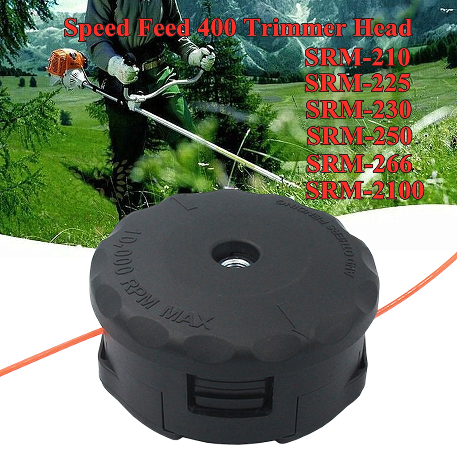 Echo & Shindaiwa Trimmer Head Replacement - Speed Feed 400 Compatible with SRM 210/225/230/250/2100, PAS210/225/230/260 & T195S/T220/T222/T230/T231 - Quick-Load Weed Eater Attachment for Lawn Care & Landscaping
