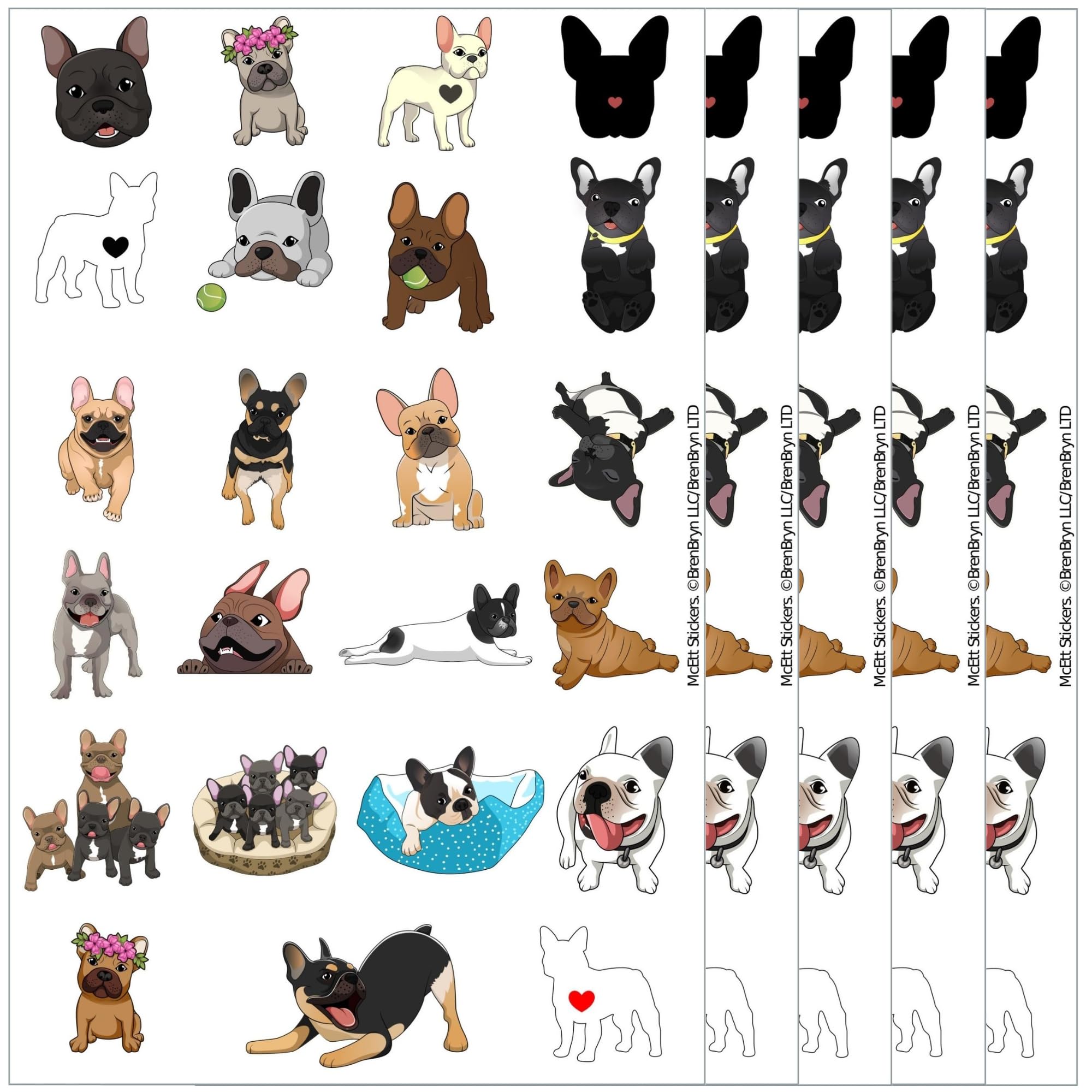 Cute French Bulldog Stickers for Kids, Students & Adults - 115-Piece Frenchie Dog Sticker Pack (5 Sheets) - Perfect for Birthday Party Favors, Classroom Rewards, Laptop Decoration & Water Bottle Customization - Ideal for French Bulldog Lovers & Pet Enthusiasts