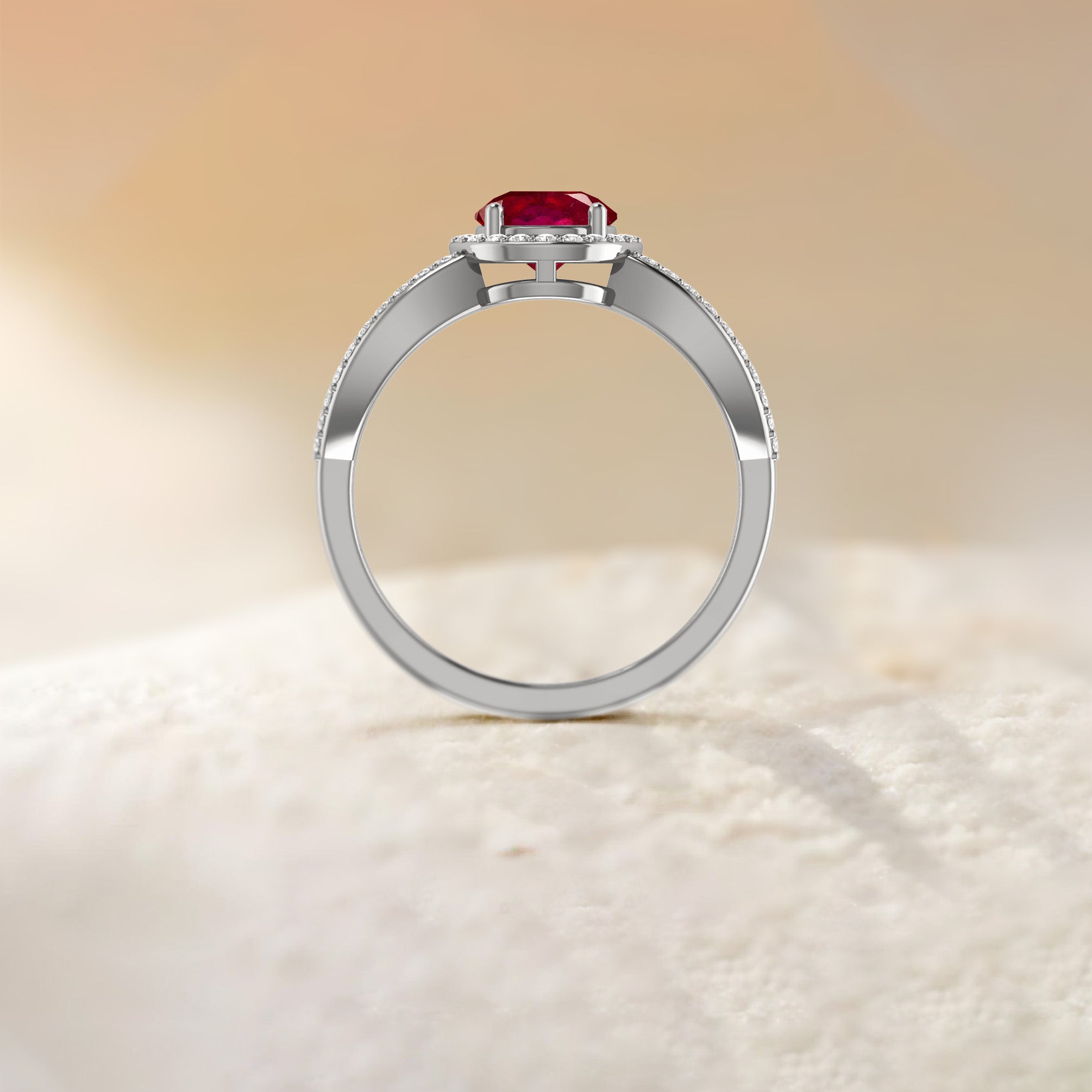 Natural Ruby 6MM Round Halo Engagement Ring for Women - 14K Gold Wedding Band, Anniversary Gift for Her - Perfect for Proposals, Valentine's Day & Special Occasions