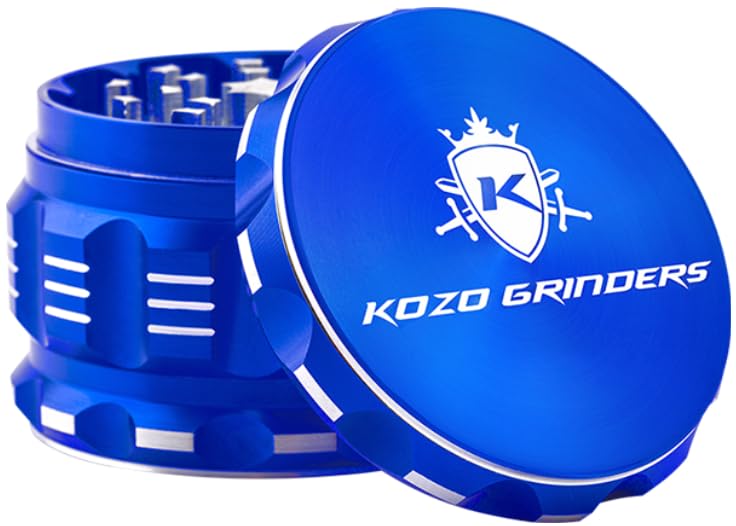 2.5 Inch Herb Grinder - 4 Piece Aluminum Spice Mill with Pollen Catcher (Blue) - Perfect for Grinding Herbs, Spices & Tobacco - Ideal for Cooking, Baking & Smoking Accessories