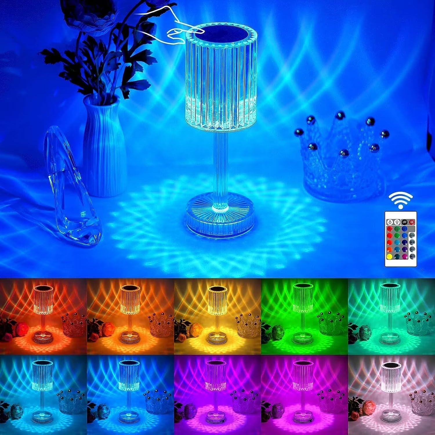 16-Color LED Touch Night Light with Remote Control - USB-Powered Bedside Lamp for Bedroom, Home Decor, Birthday Gift for Women, Men & Kids | Perfect for Night Reading, Nursery Lighting & Relaxing Ambience