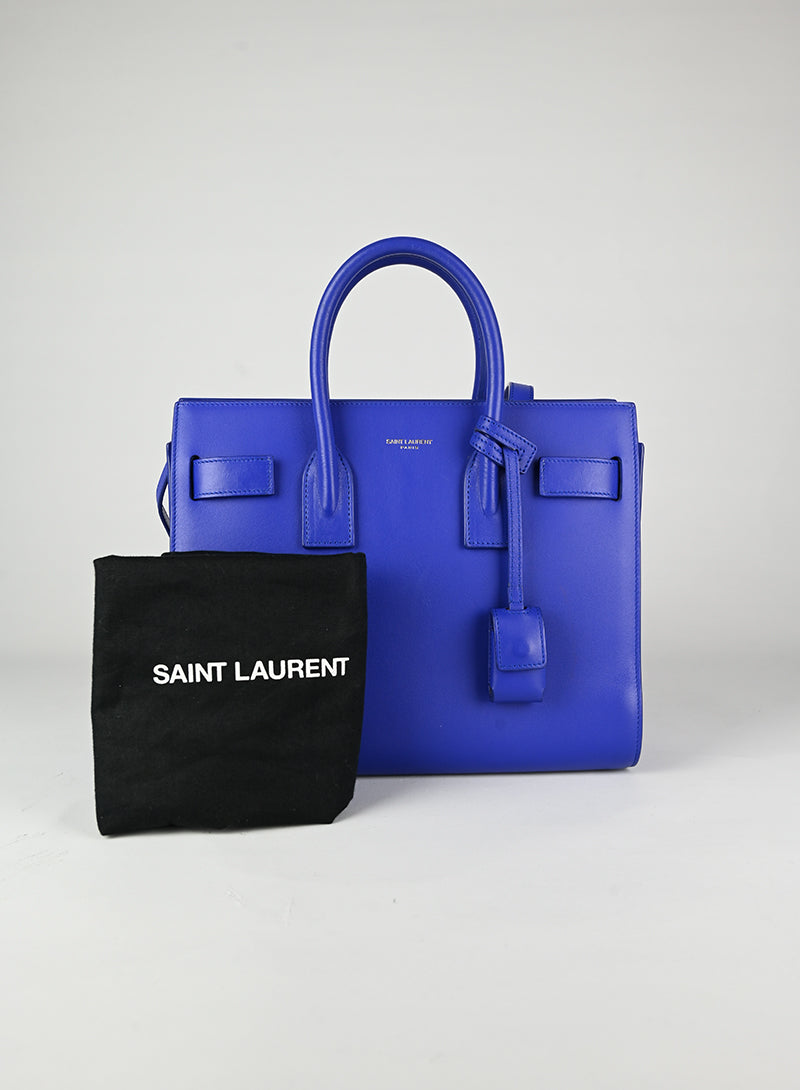 Saint Laurent Sac de Jour Baby Blue Leather Handbag - Luxury Designer Tote Bag for Women, Perfect for Work, Travel & Everyday Use