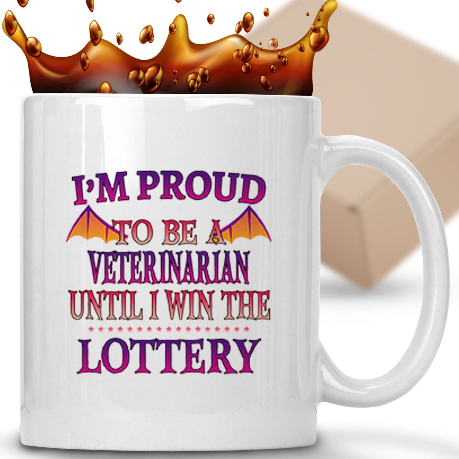 Funny Veterinarian Coffee Mug - Proud Vet Until Winning Lottery - Humorous Gift for Men, Women, Coworkers & Family - Perfect Birthday & Christmas Present - Great for Office, Home or Vet Clinic Use