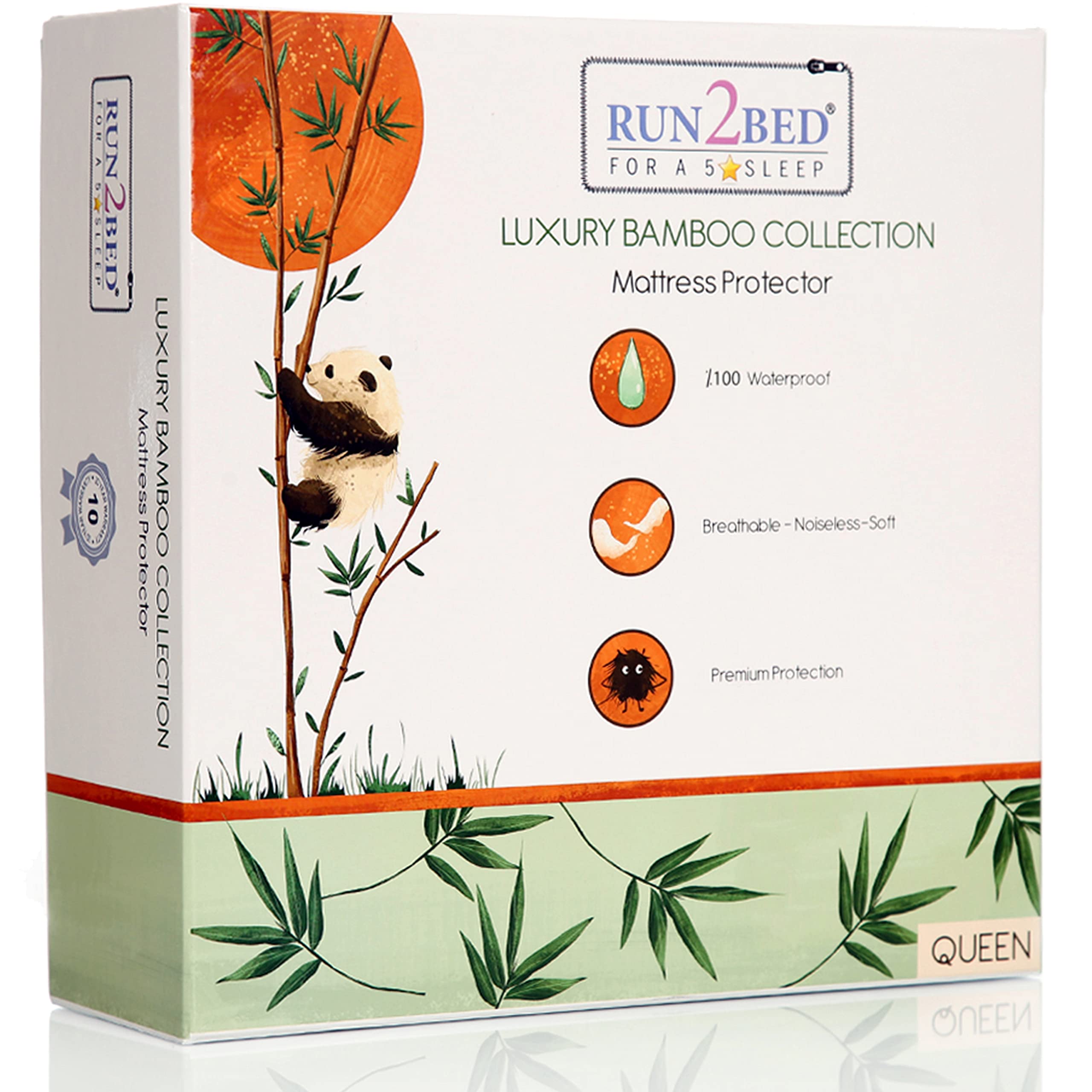 Premium Bamboo Mattress Protector Queen Size - Breathable, Waterproof & Noiseless for Cool, Comfortable Sleep - Ideal for Adults & Kids - Perfect for Hot Sleepers & Allergy Relief