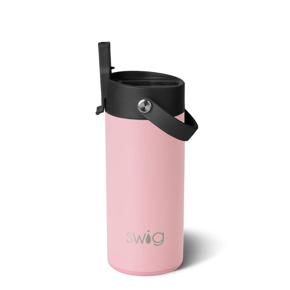 Blush Pink Flip + Sip Slim Tumbler 12oz - Insulated Stainless Steel Travel Mug for Coffee, Tea & Cold Drinks - Perfect for Office, Gym & Outdoor Activities