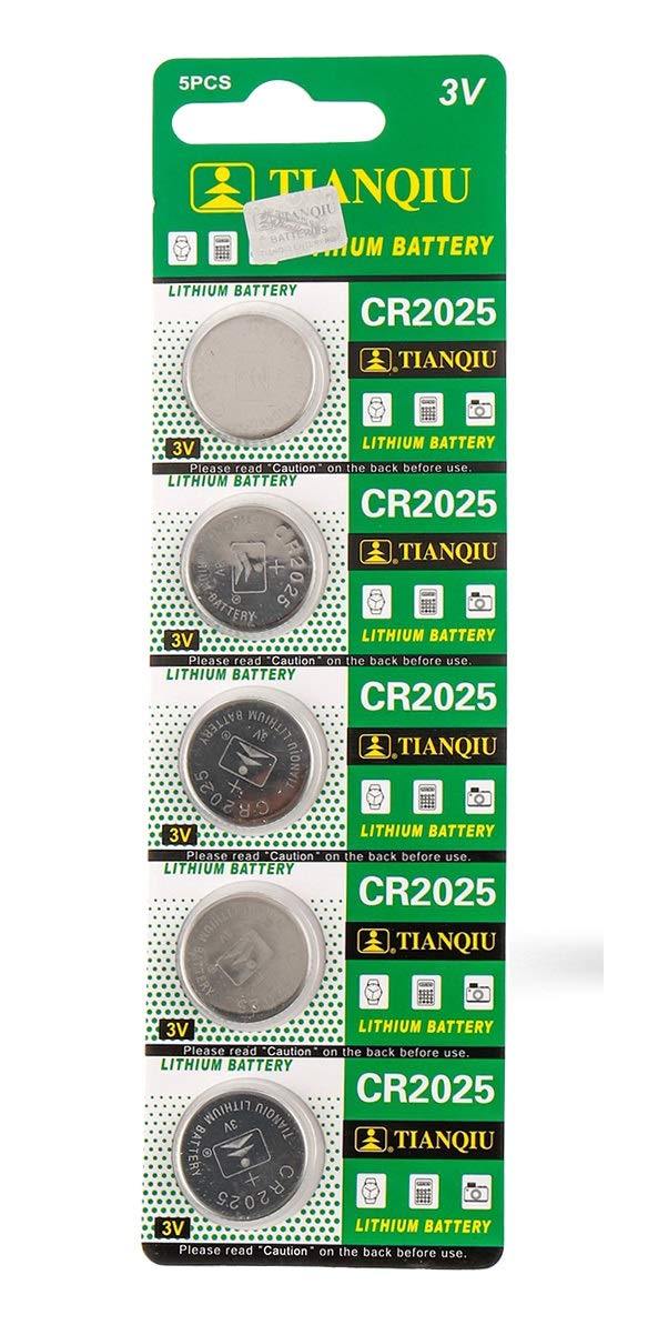 Tianqiu CR2025 3V Lithium Coin Cell Batteries (5 Pack) - Long Lasting Power for Watches, Calculators, Key Fobs & Small Electronics