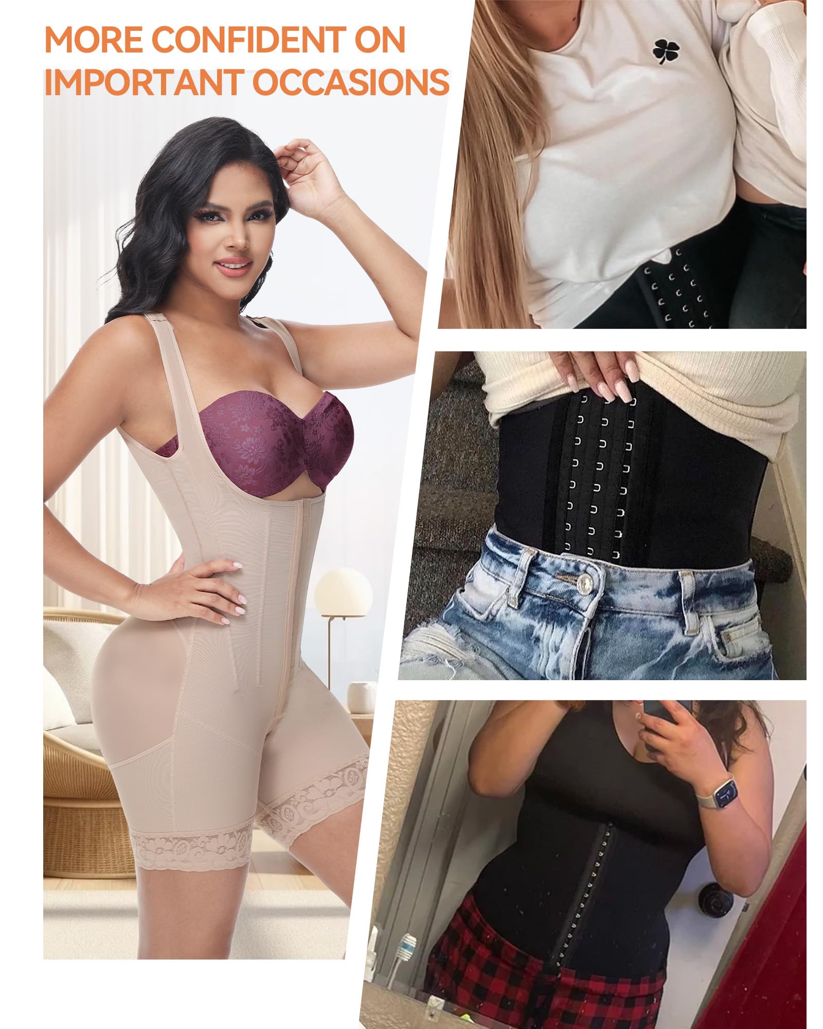 SHAPSHE Colombian Shapewear for Women - Tummy Control Fajas with Steel Bones, Waist Trainer & Body Shaper for Postpartum, Weight Loss & Everyday Wear