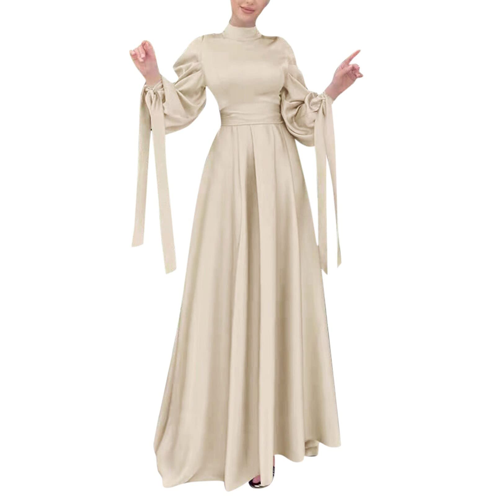Elegant Arab Solid Sleeve Abaya Dress - Islamic Modest Kaftan for Women | Casual & Party Wear | Perfect for Prayer, Eid, Wedding & Special Occasions