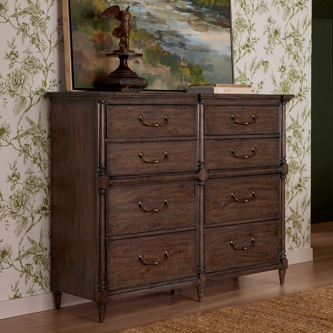 Vintage Revival Row Bureau Chest - Antique Style Wooden Dresser for Bedroom & Living Room | Perfect for Home Decor, Storage & Organizing Clothes