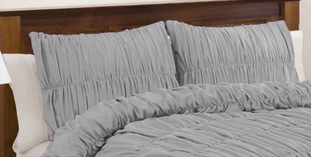 Premium 100% Egyptian Cotton 400 Thread Count Ruffle Pillow Shams - Solid Light Gray Bedding Set for Sofa, Bed & Couch - Soft Luxury Pillowcases for Home Decor & Comfort