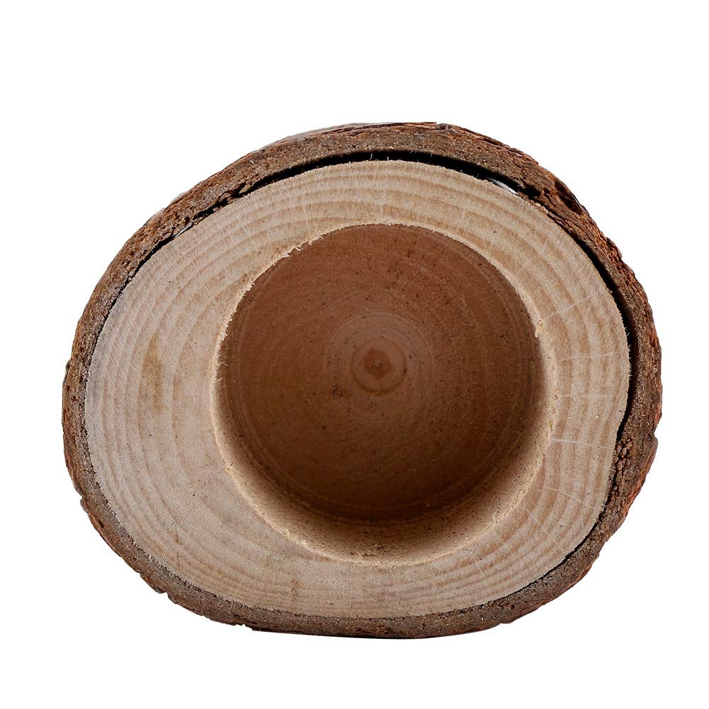 Wooden Timber Pile Candle Holder - Flameless LED Candlestick Stand with Log Flower Pot Decor (Tall) - Perfect for Rustic Home Decor, Wedding Centerpieces & Cozy Fireplace Ambiance