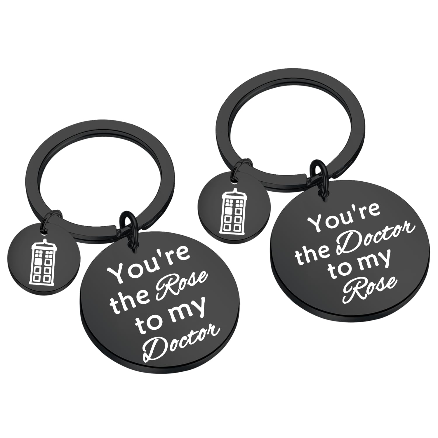 BAUNA Doctor Who Inspired Police Box Keychain Set - Couple Gift for Him and Her, Perfect for Anniversary, Valentine's Day & Geeky Fan Gifts