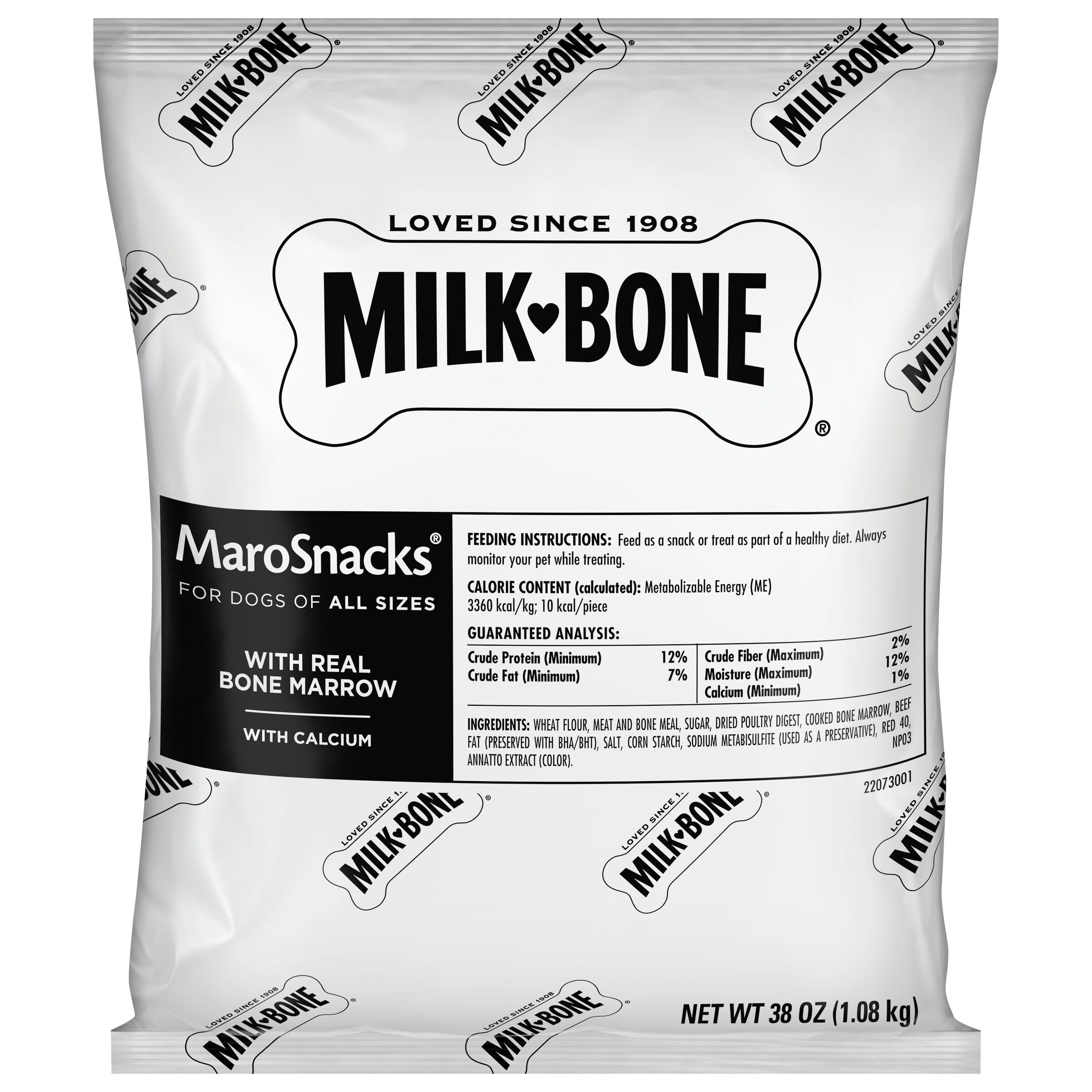 Milk-Bone MaroSnacks Dog Treats with Real Bone Marrow & Calcium - 38oz Refill Packs (2-Pack) | Crunchy Dental Chews for Medium & Large Dogs | Training Rewards & Healthy Snacks for Pets