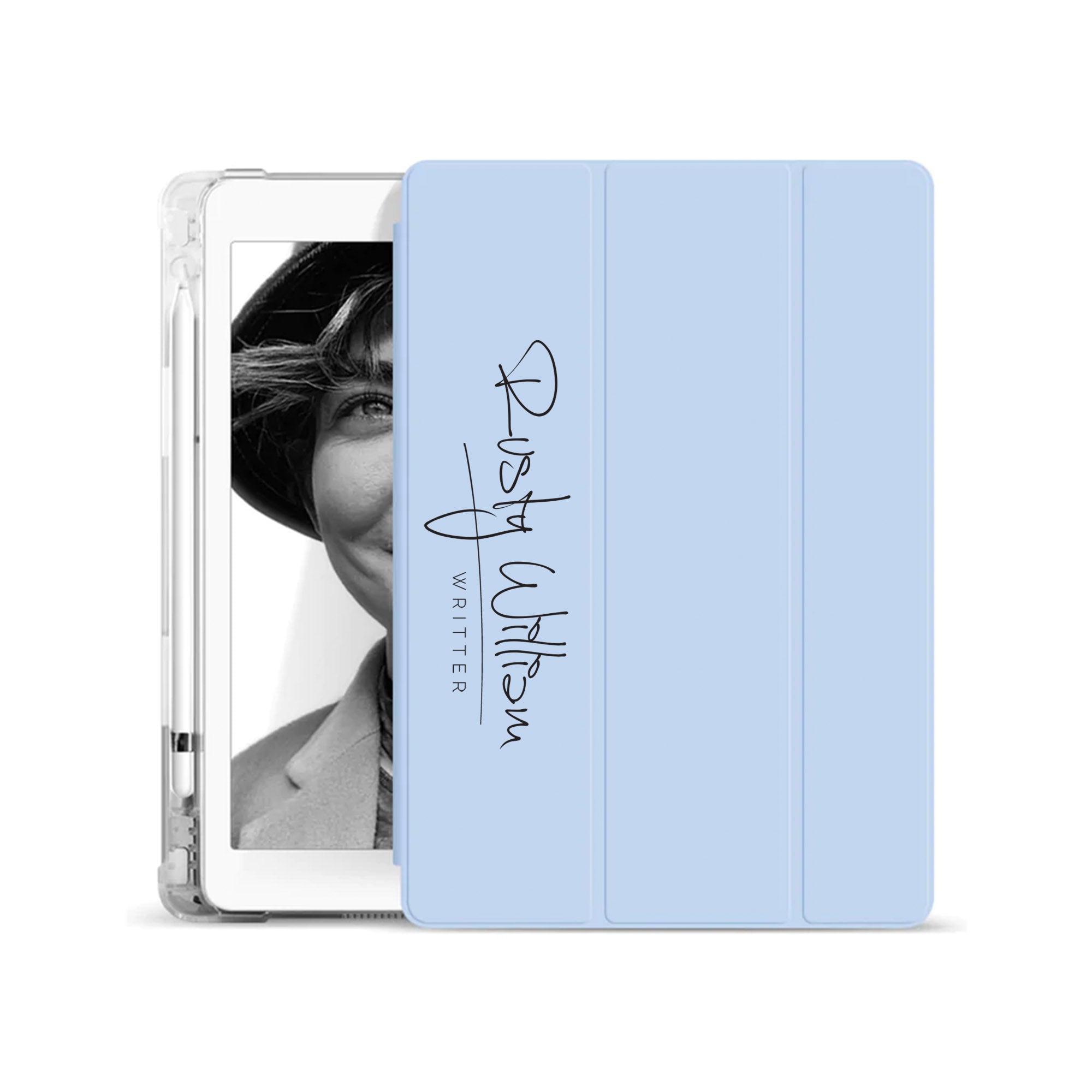 Premium iPad See-Through Case with Signature Design - Slim Protective Cover for iPad Air/Pro (2022-2024 Models) | Perfect for Office, School & Travel Use