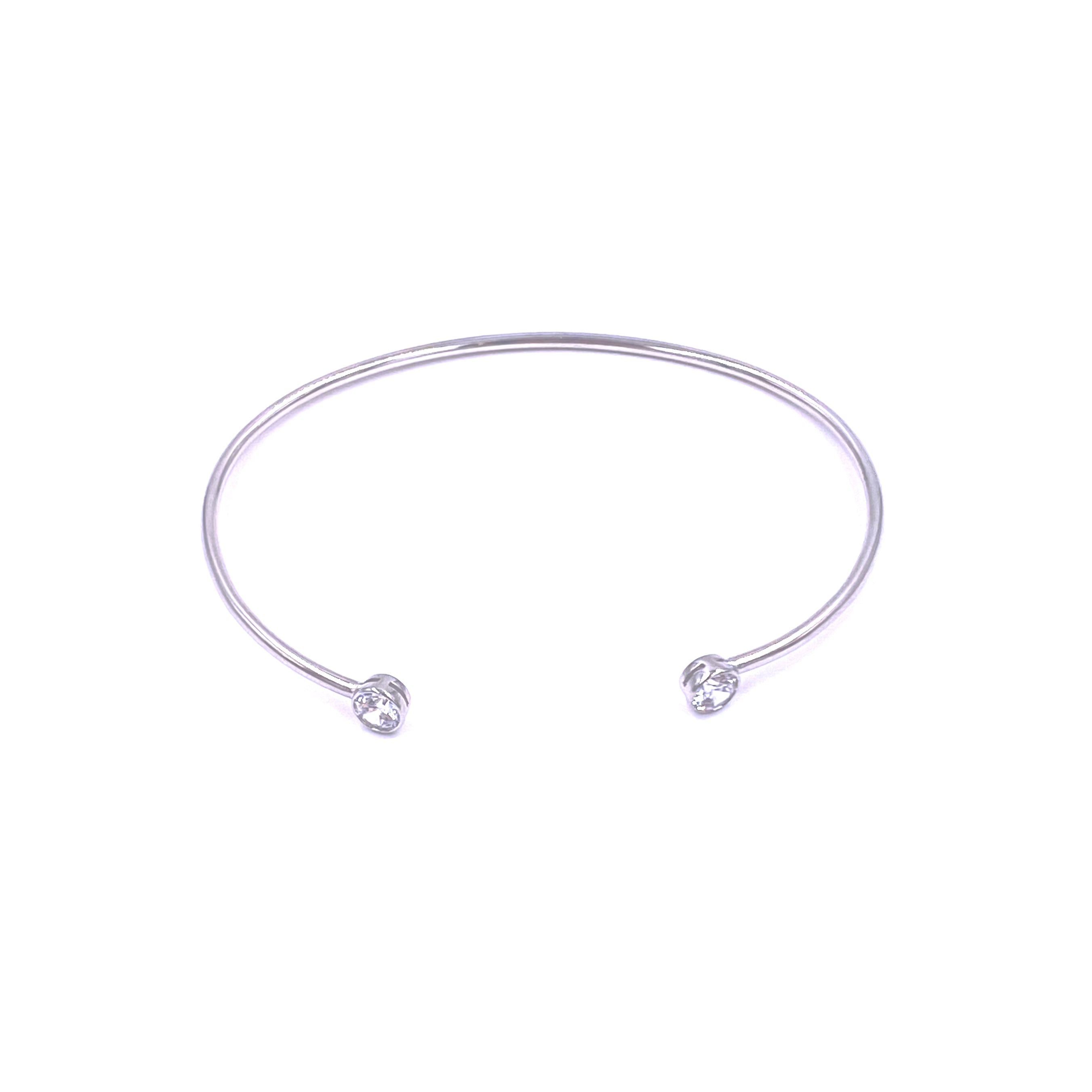 Ashley Gold Stainless Steel Open Bangle Bracelet with Cubic Zirconia Bezel Setting - Elegant Jewelry for Women, Perfect for Parties, Weddings & Everyday Wear