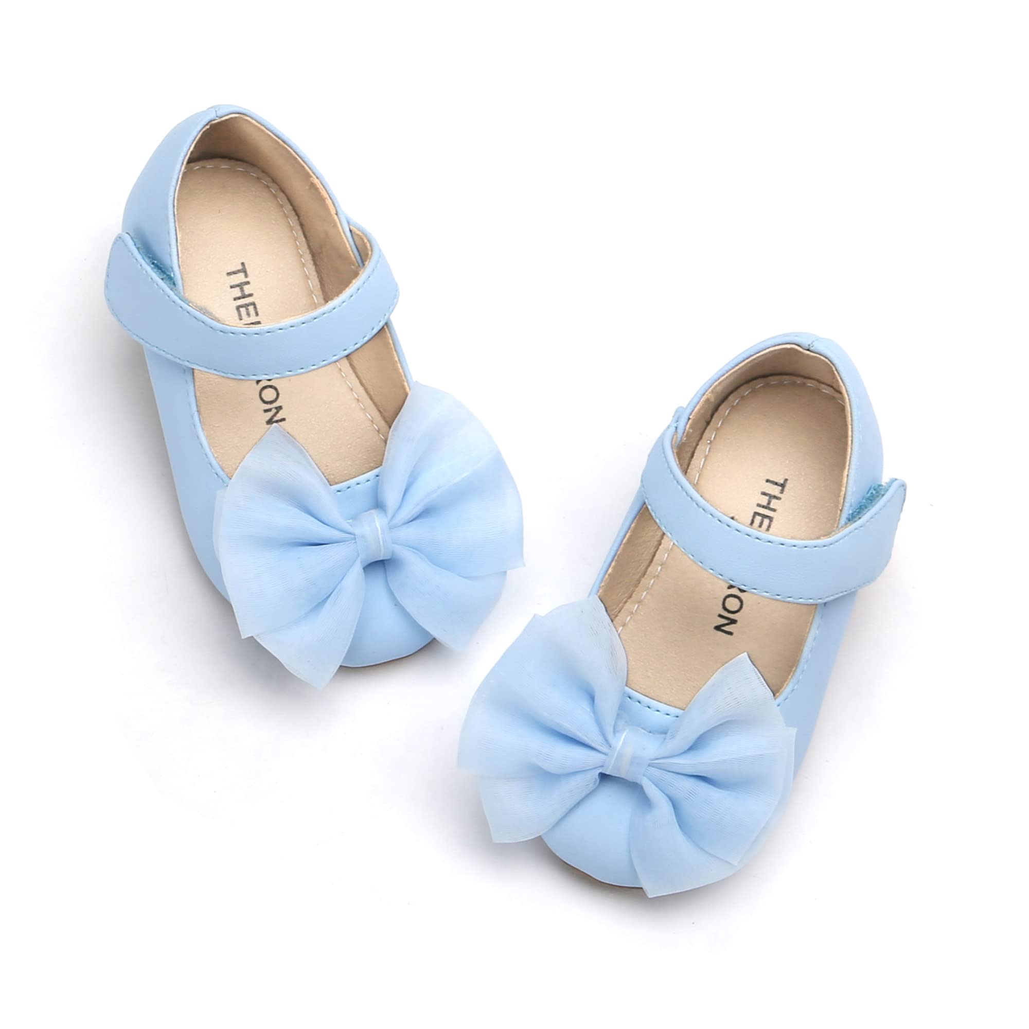 THEE BRON Toddler Girls Mary Jane Flats - Soft Leather Ballerina Dress Shoes for Baby & Little Girls - Perfect for Weddings, Parties & Special Occasions