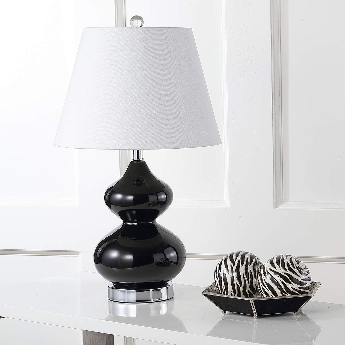 SAFAVIEH Eva Modern Black Double Gourd Glass Table Lamp Set of 2 - 24
