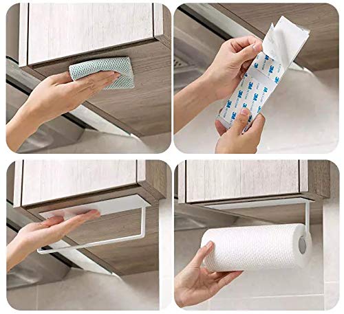 RASIKVAR Stainless Steel Adhesive Towel Bar - Heavy Duty Bathroom Towel Holder, Wall Mounted Self Adhesive Hanger for Kitchen & Bathroom Accessories (Black) - Perfect for Small Spaces, Apartments, and RVs
