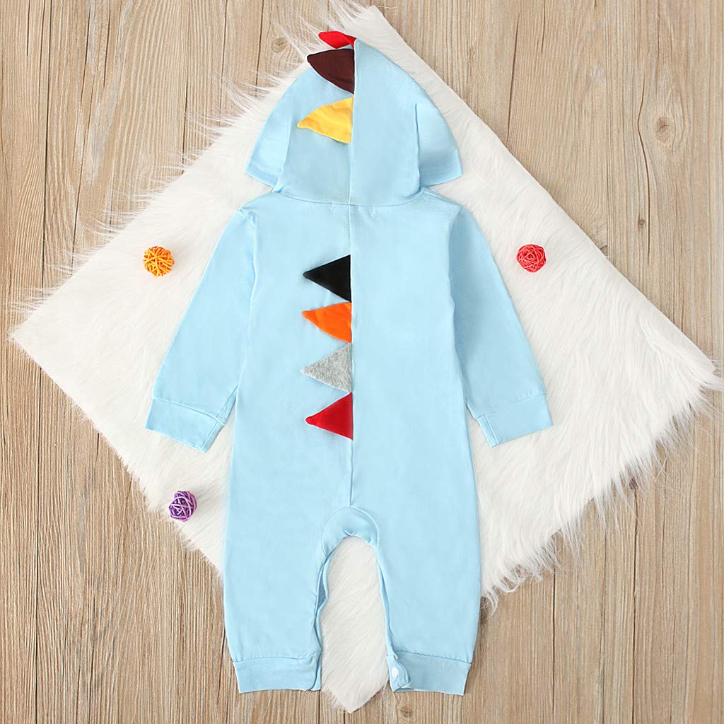 Adorable Cartoon Dinosaur 100% Cotton Hooded Romper Jumpsuit for Newborn Baby Boys & Girls - Soft Infant Bodysuit Outfit for Playtime, Photo Shoots & Daily Wear