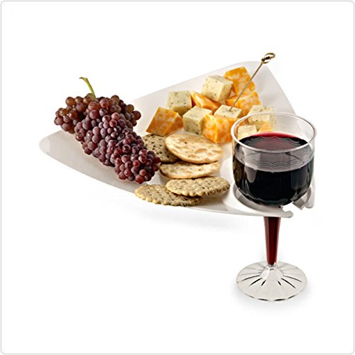 120-Pack 9-Inch White Triangle Cocktail Plates with Beverage Holder - Elegant Appetizer Plates for Wine Glass & Cup - Perfect for Parties, Buffets, Weddings & Cocktail Receptions