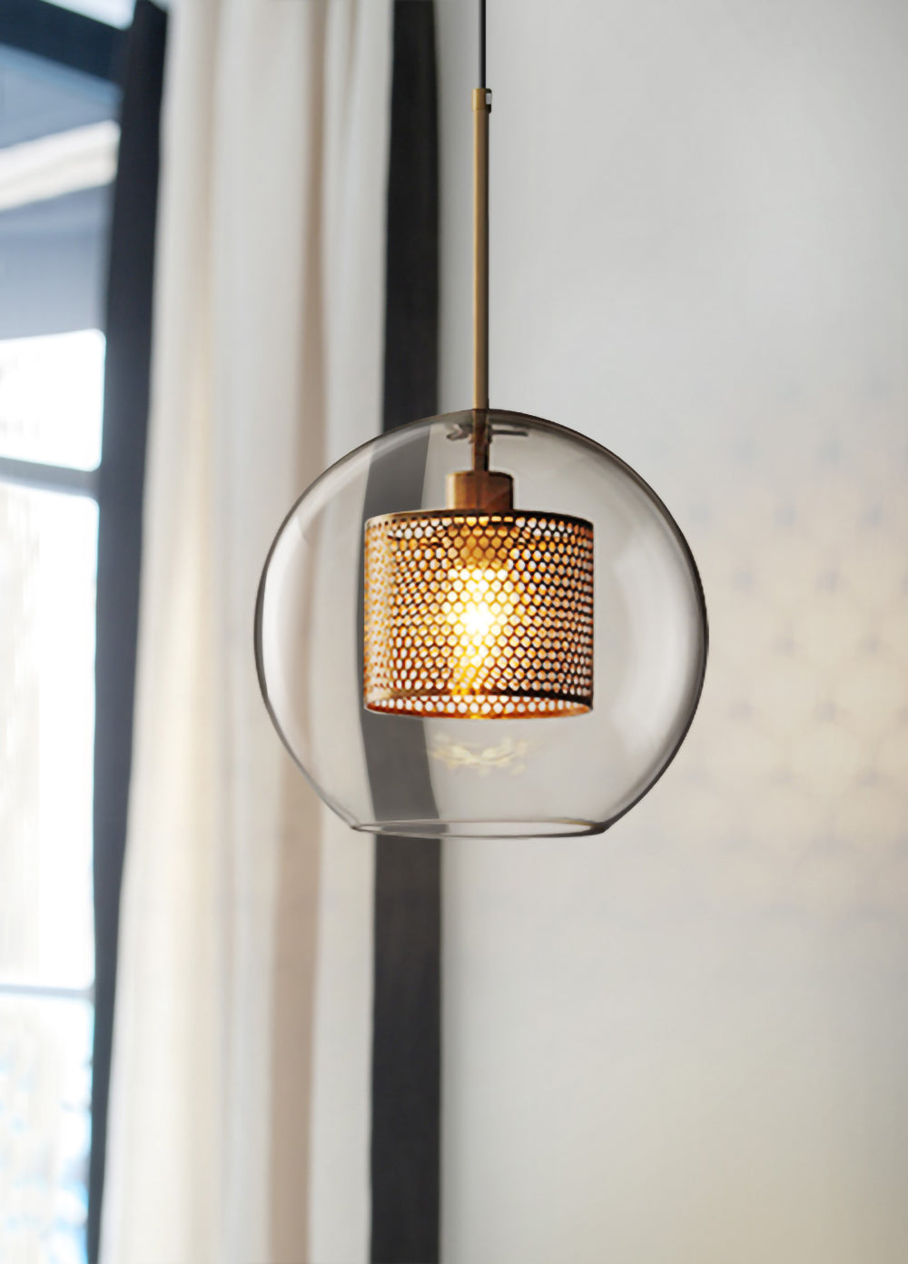 Chiswick Glass Pendant Light - Modern Hanging Ceiling Lamp for Kitchen Island, Dining Room & Bedroom Lighting