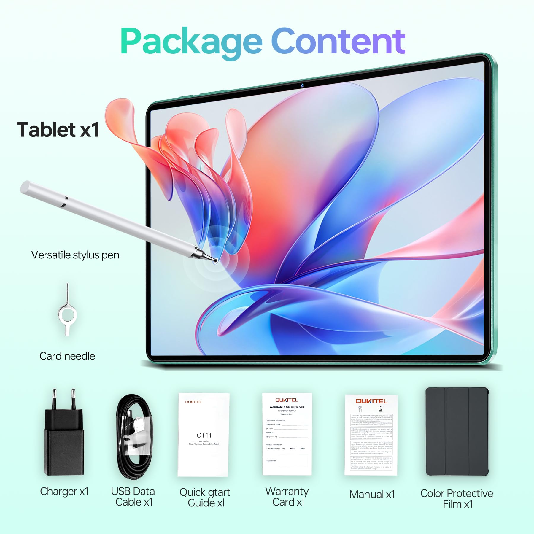 OUKITEL OT11 11 Inch 2K Android 14 Tablet - 16GB RAM 128GB Storage (Expandable to 1TB), 8000mAh Battery Octa-Core Gaming Tablet with 4G LTE Dual SIM, Widevine L1, GPS, TÜV Certified, 13MP Camera & 5G WiFi - Purple | Perfect for Work, Gaming & Streaming