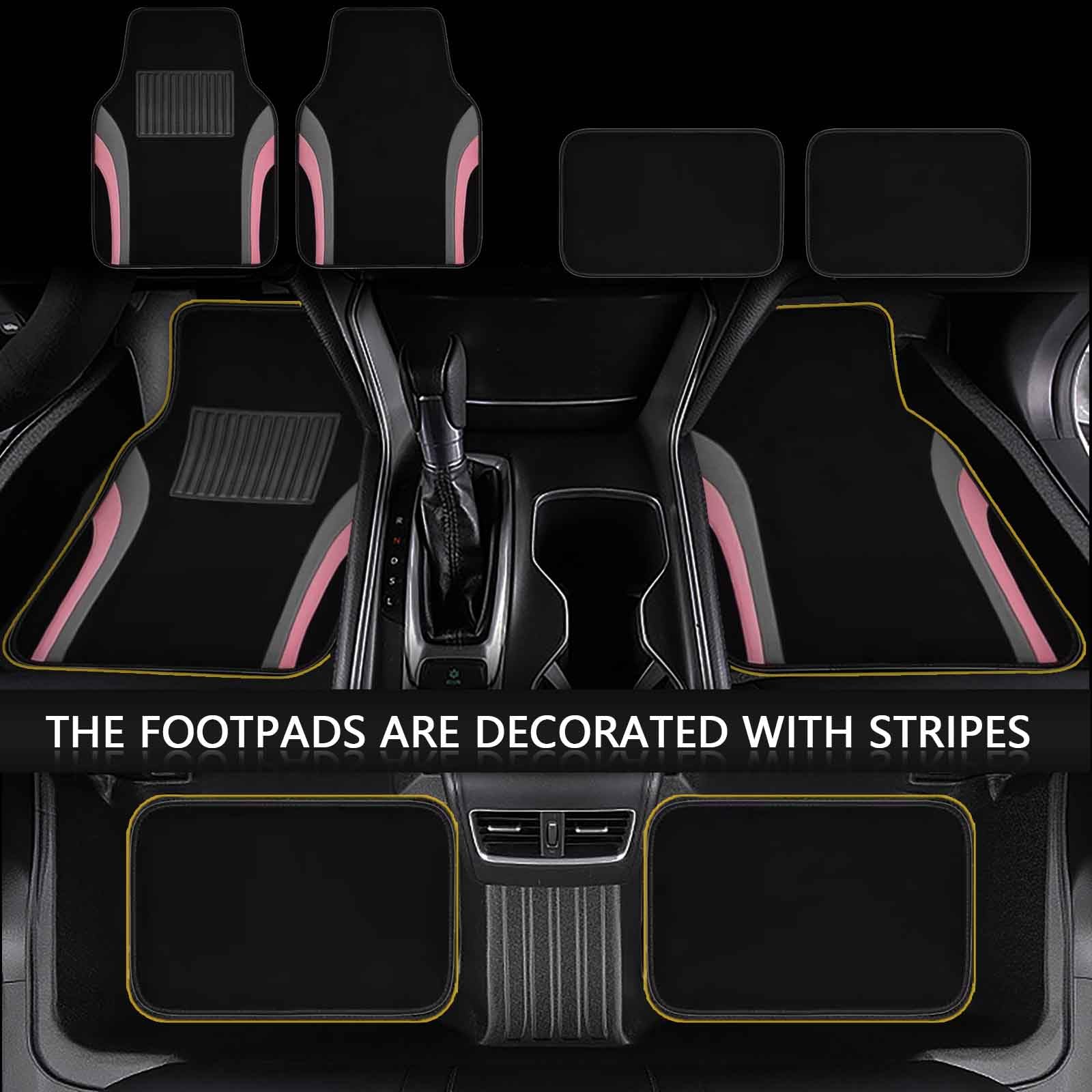 21-Piece Pink Car Seat Covers Set with Waterproof Floor Mats & Fluffy Steering Wheel Cover - Universal Fit for SUV, Sedan, Truck | Car Interior Protection & Style Upgrade for Women Drivers