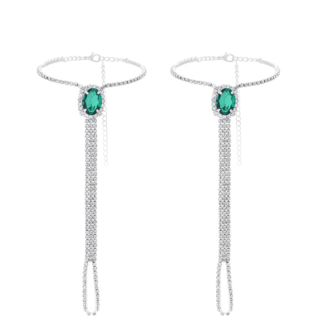 Sparkling Rhinestone Barefoot Sandals for Women - Silver Crystal Ankle Chain Foot Jewelry with Shimmering Crystals | Perfect for Beach Weddings, Nightclubs, and Summer Fashion Accessories