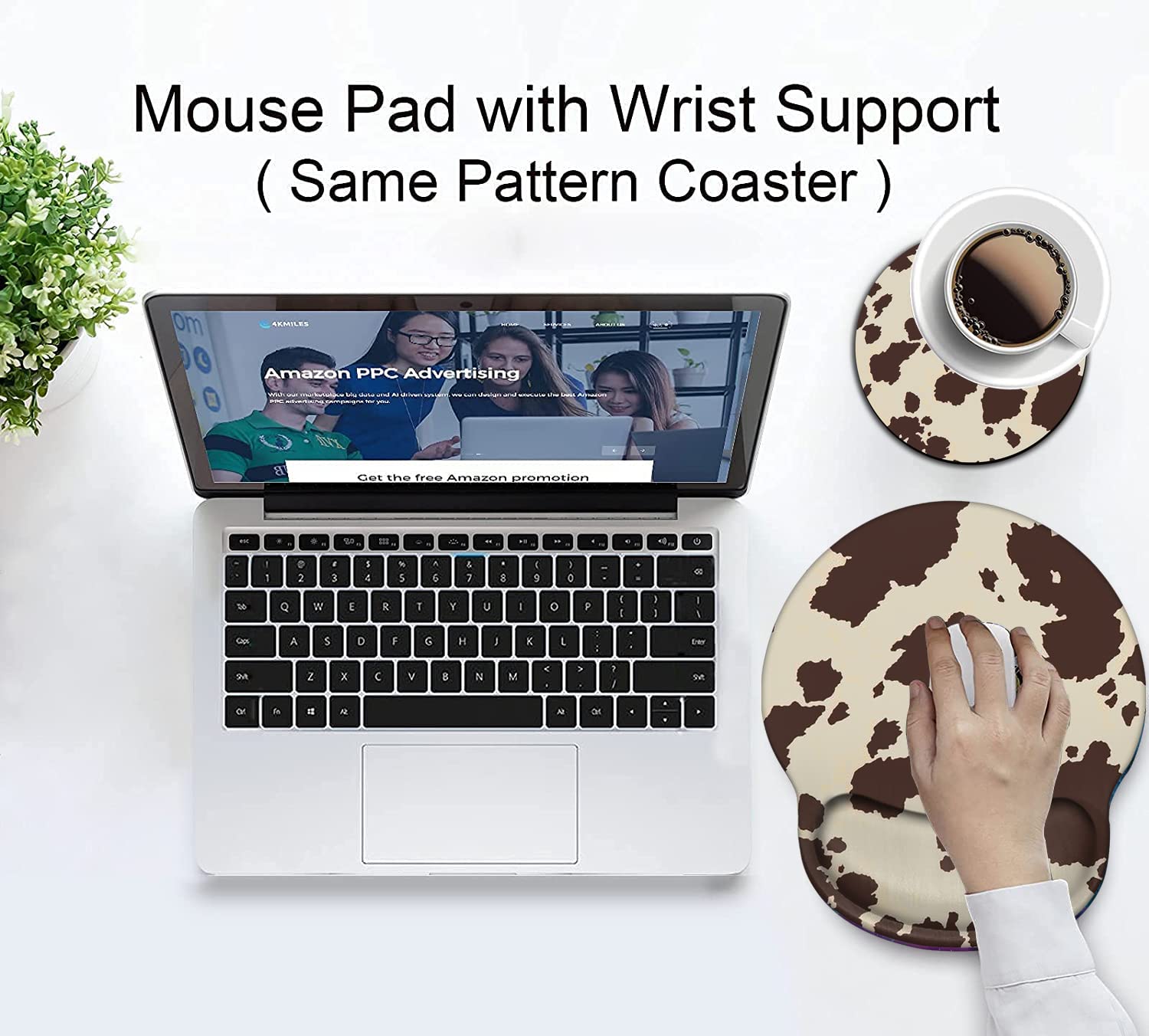 Ergonomic Mouse Pad with Wrist Support Gel - Comfortable Cowhide Mouse Mat for Home Office, Gaming & Typing - Pain Relief & Easy to Clean - Perfect for Computer Work, PC Gaming & Long Working Hours