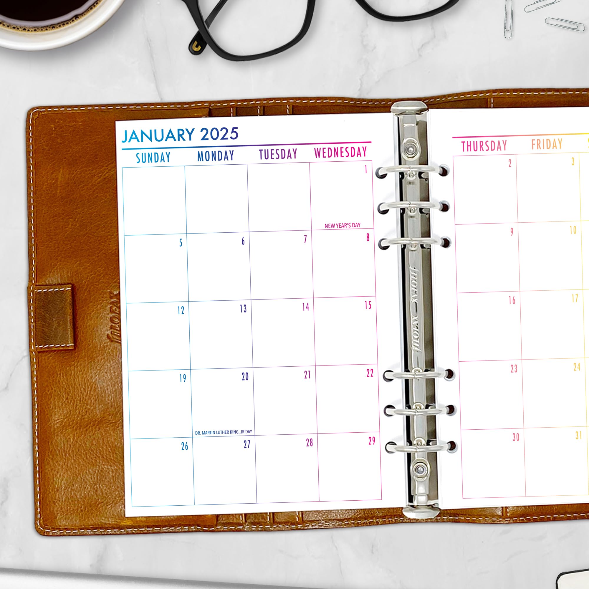 2025 A5 Rainbow Ombre Monthly Planner Refill - January to December, 5.83