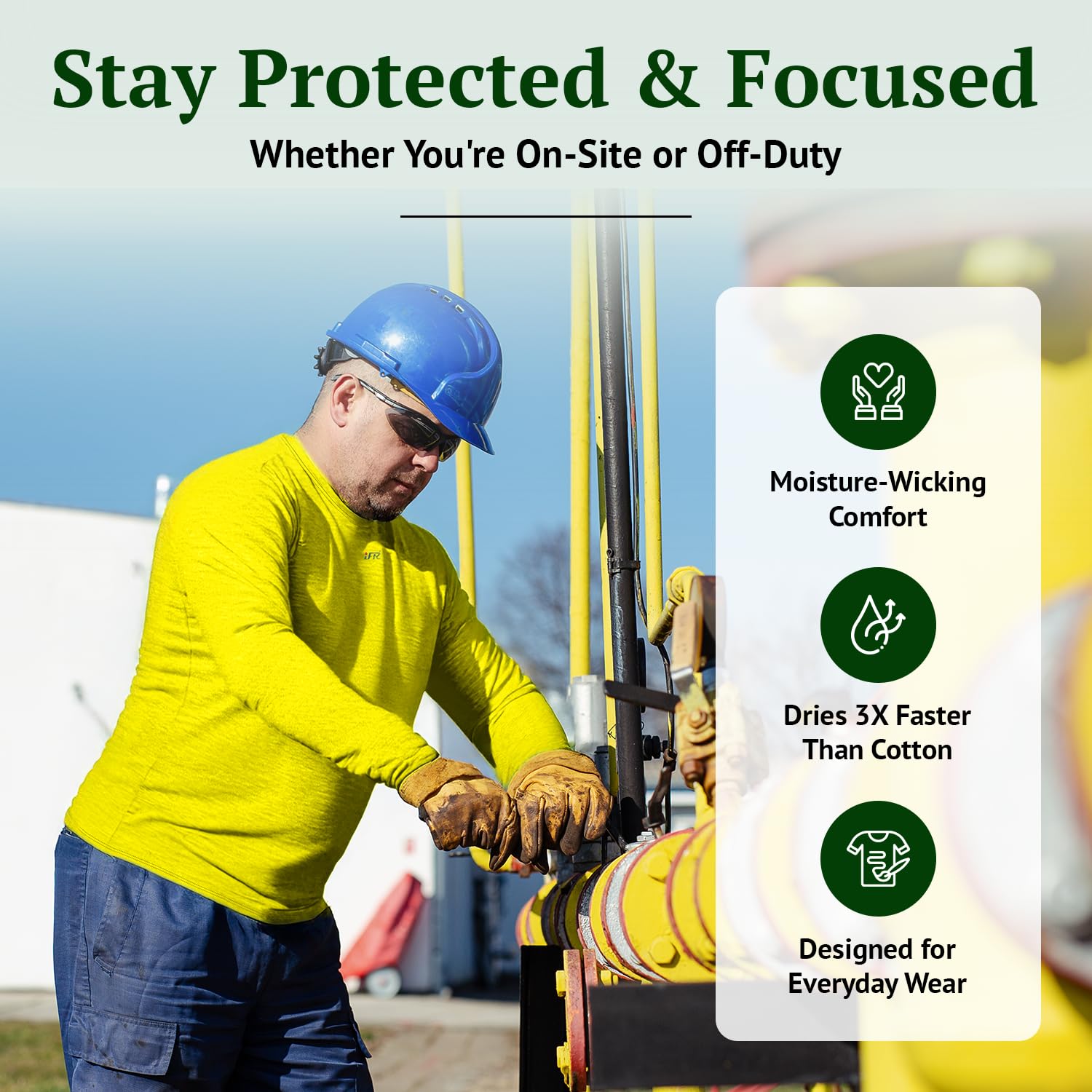 iFR Base Layer - Men's Fire Resistant Long Sleeve T-Shirts - FR Rated Work Shirts for Welding & Construction - Protective Clothing for Industrial Safety