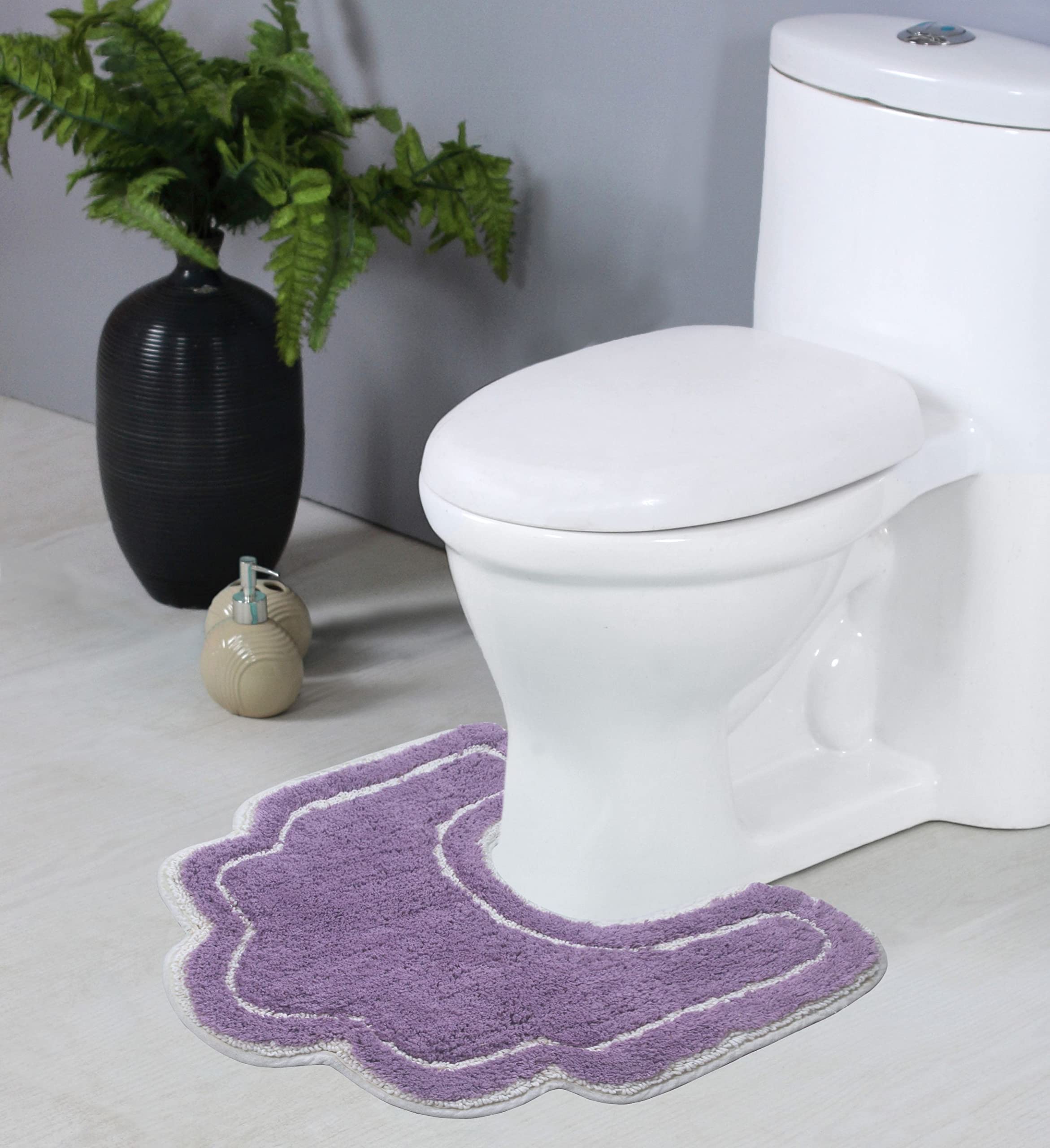 Premium U-Shaped Toilet Rug - Extra Thick Non-Slip Bath Mat, 100% Cotton Soft & Absorbent, Machine Washable 20