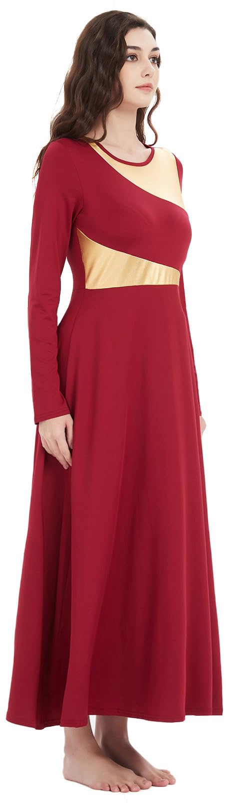 Elegant Women's Liturgical Dance Dress - Full Length Church Robe for Modern Praise & Worship - Lyrical Dance Costume with Headwear - Perfect for Church Performances, Spiritual Events & Sacred Dance Ministries