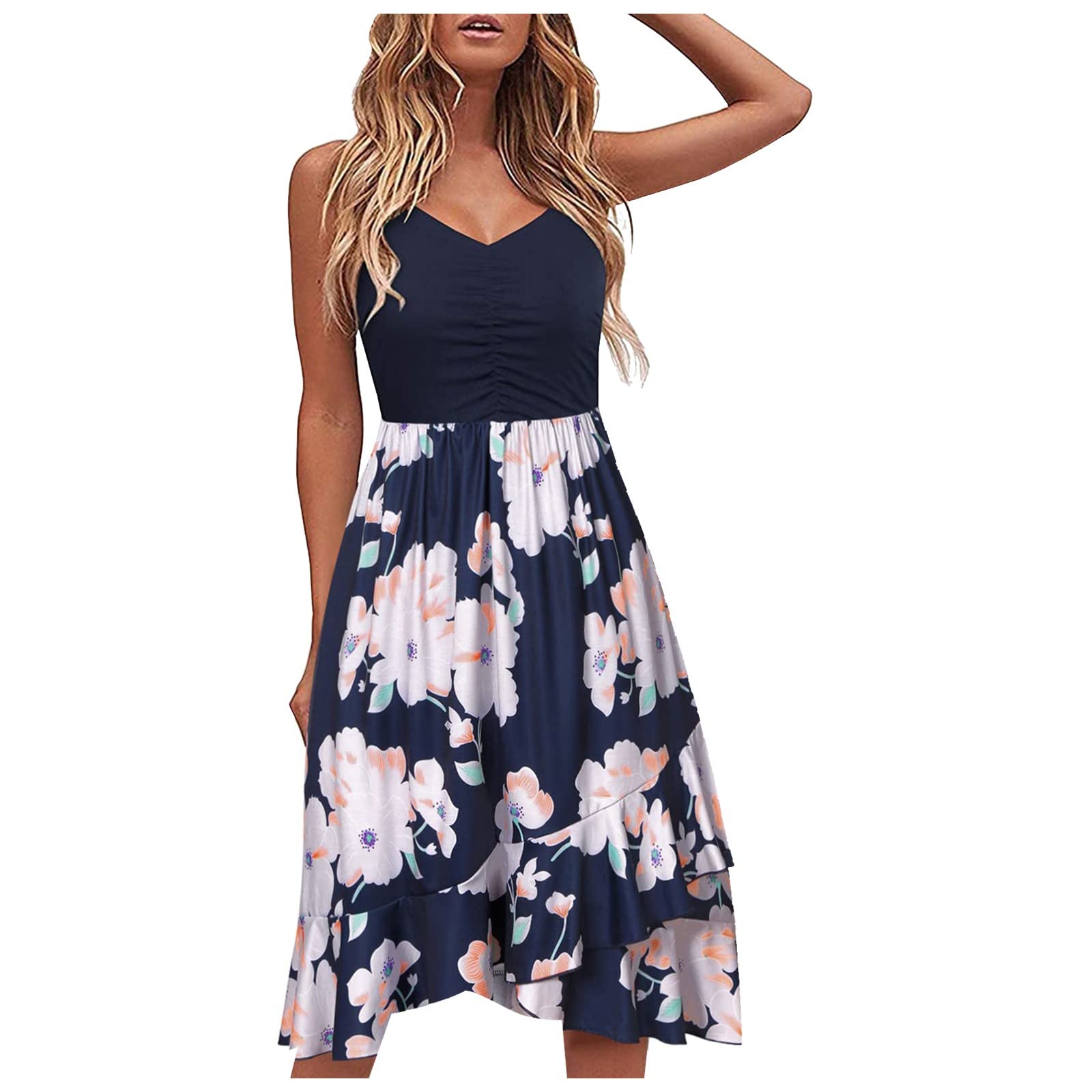 Stylish Women's Summer Halter Patchwork Print Boho Dress - Plus Size Irregular Sheath Dress for Beach Vacation, Party & Casual Outings
