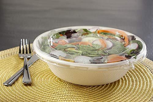 32 oz Compostable & Recyclable Round Pulp Bowls - 300 Pack | Microwave & Reheat Safe | Durable Disposable Bowls for Parties, Picnics, Catering & Takeout