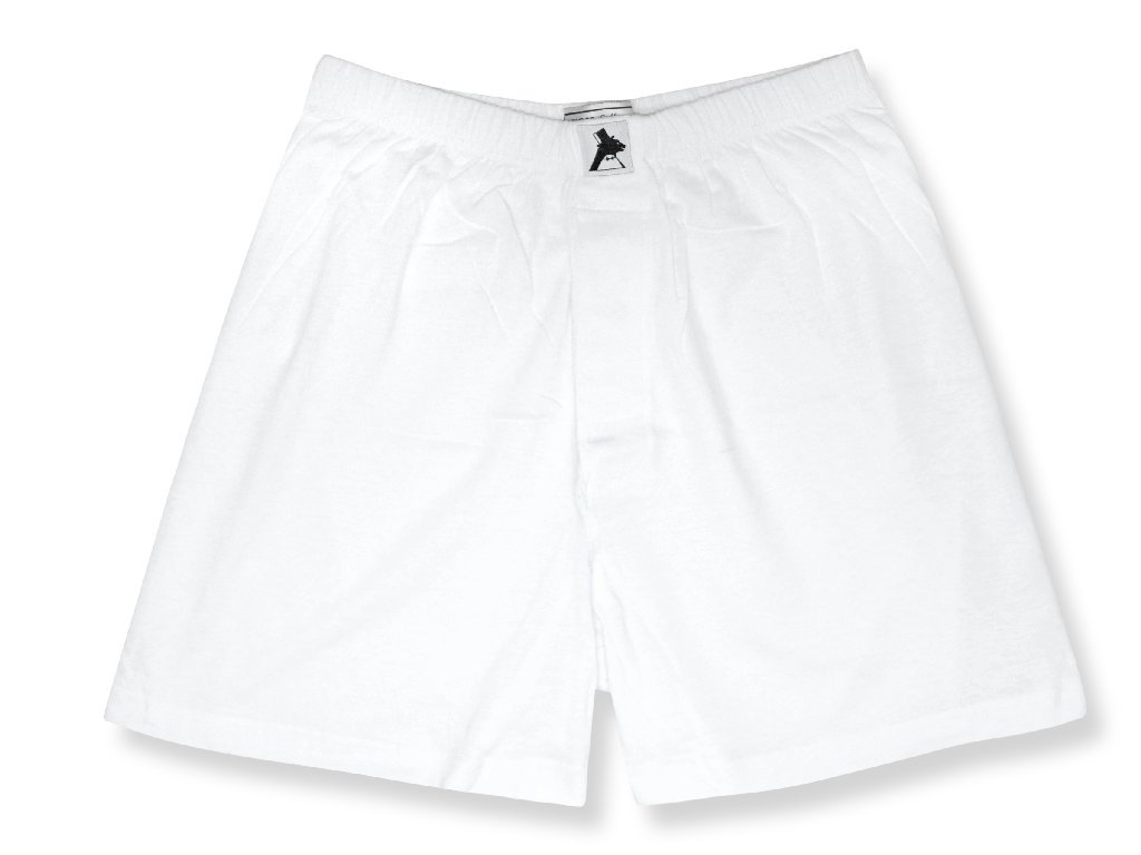 Men's 100% Cotton Knit Boxer Shorts - Solid White Comfort Underwear for Casual Wear & Sleep