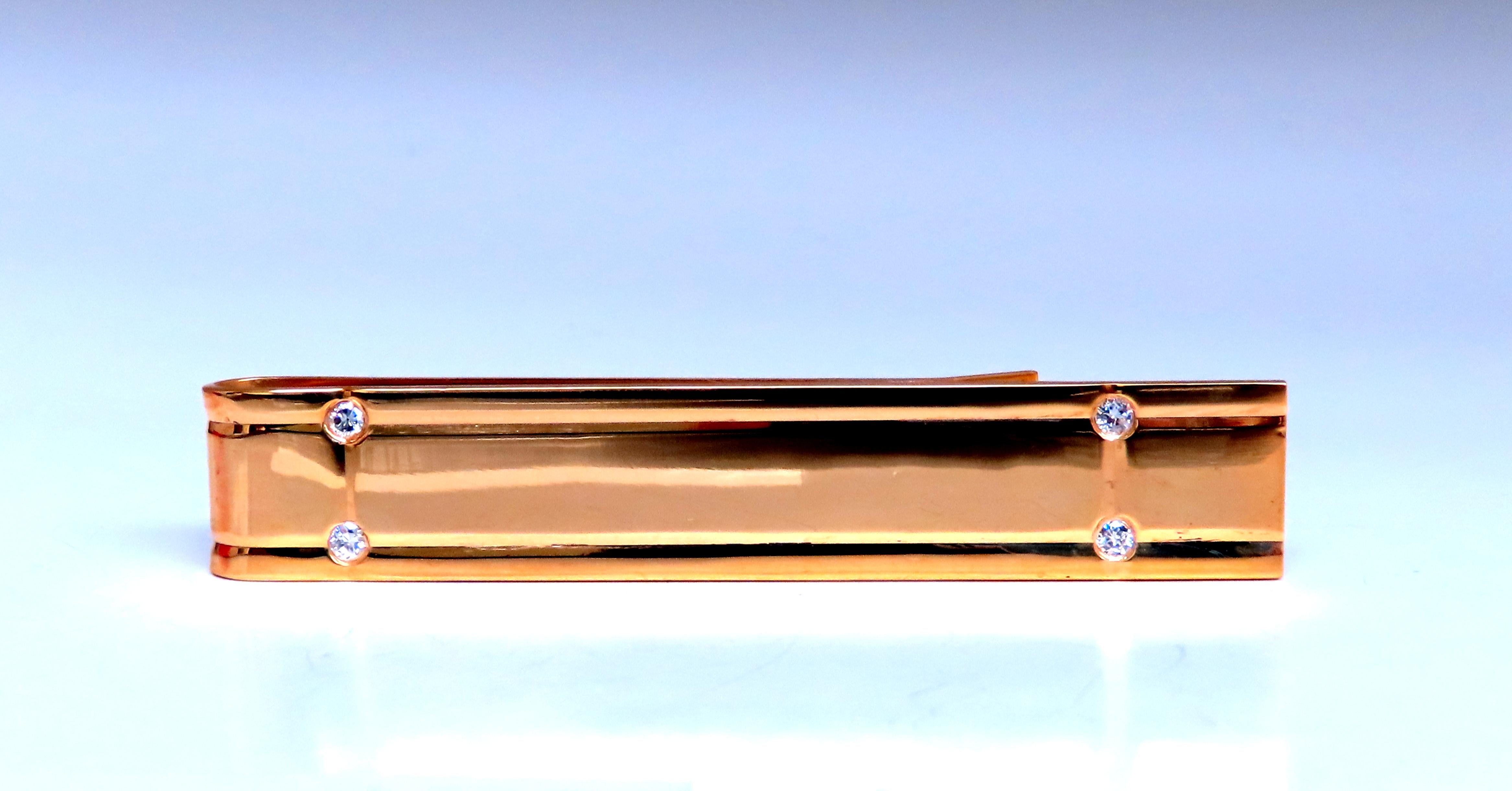 14K Gold Elongated Diamond Tie Bar - Elegant Men's Tie Clip for Weddings, Business & Formal Events | Perfect Gift for Grooms & Professionals