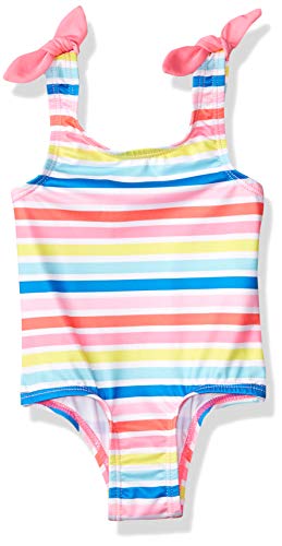 Pink Platinum Girls Rainbow Stripe Print Swimsuit - Cute One Piece Bathing Suit for Toddler & Kids - Perfect for Beach, Pool & Summer Vacation