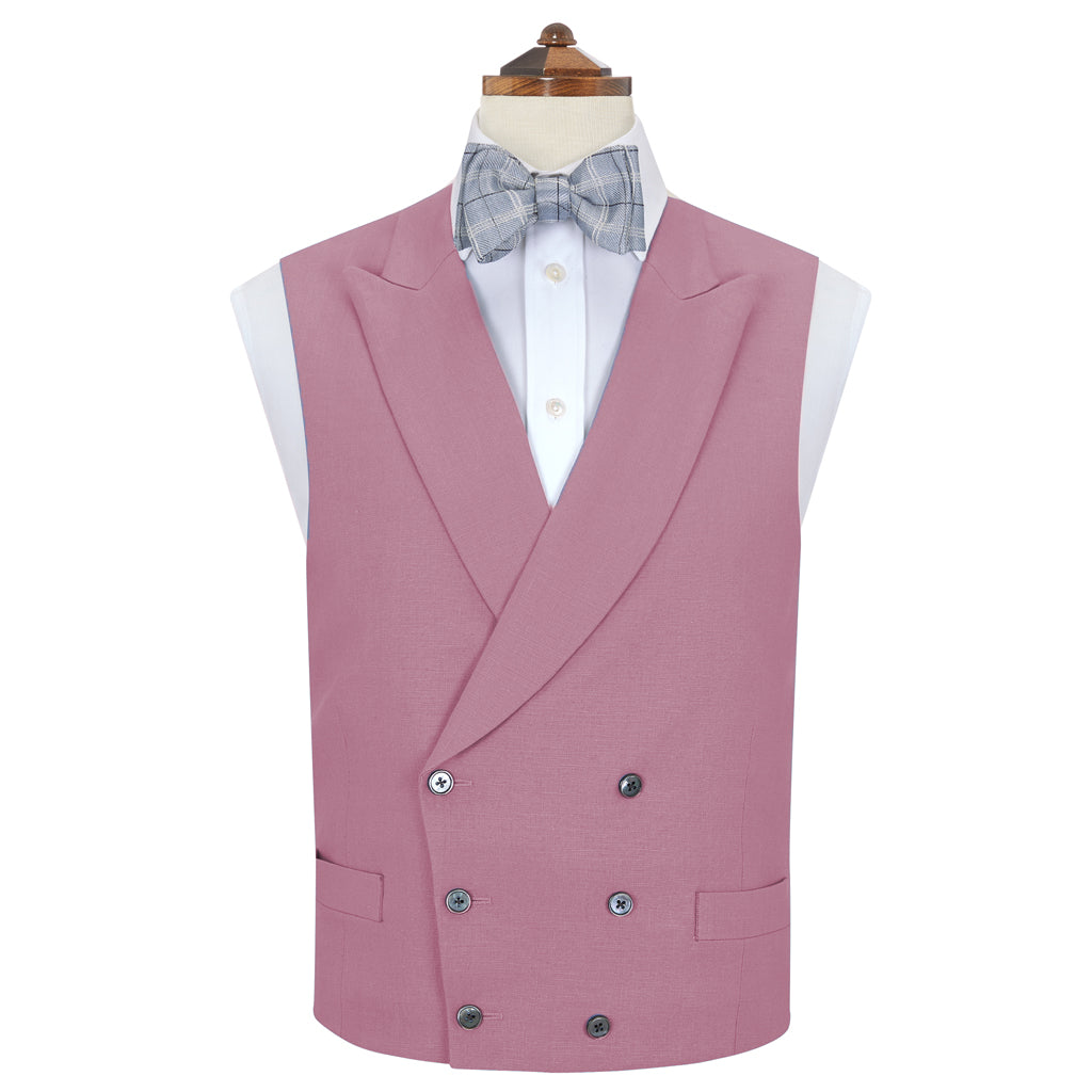 Hayward Pink Linen Waistcoat for Men - Lightweight Summer Formal Vest - Perfect for Weddings, Parties & Business Events
