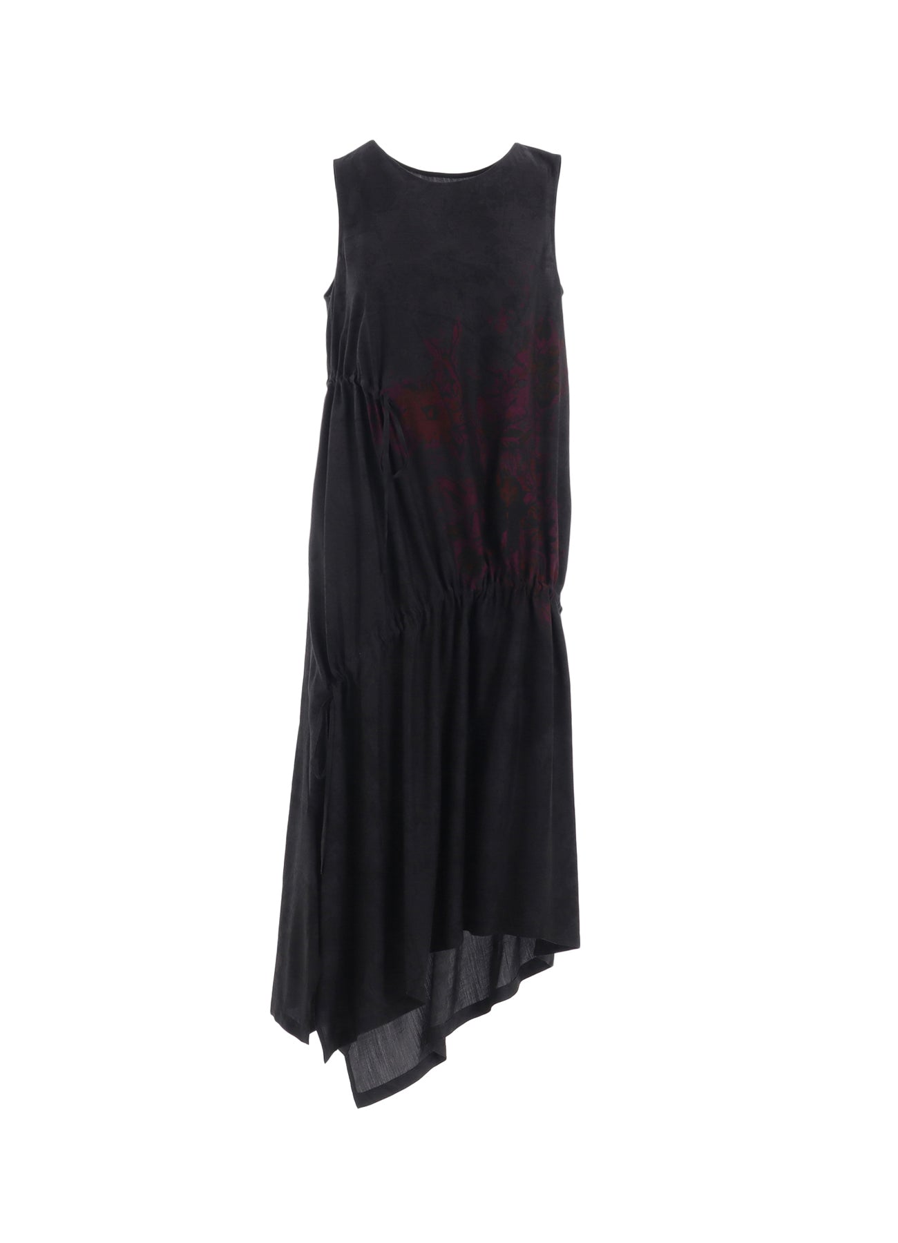 Cupro Dungaree Twill Floral & Asphalt Print Shirring Dress - Stylish & Comfortable for Casual Outings, Dates & Summer Events
