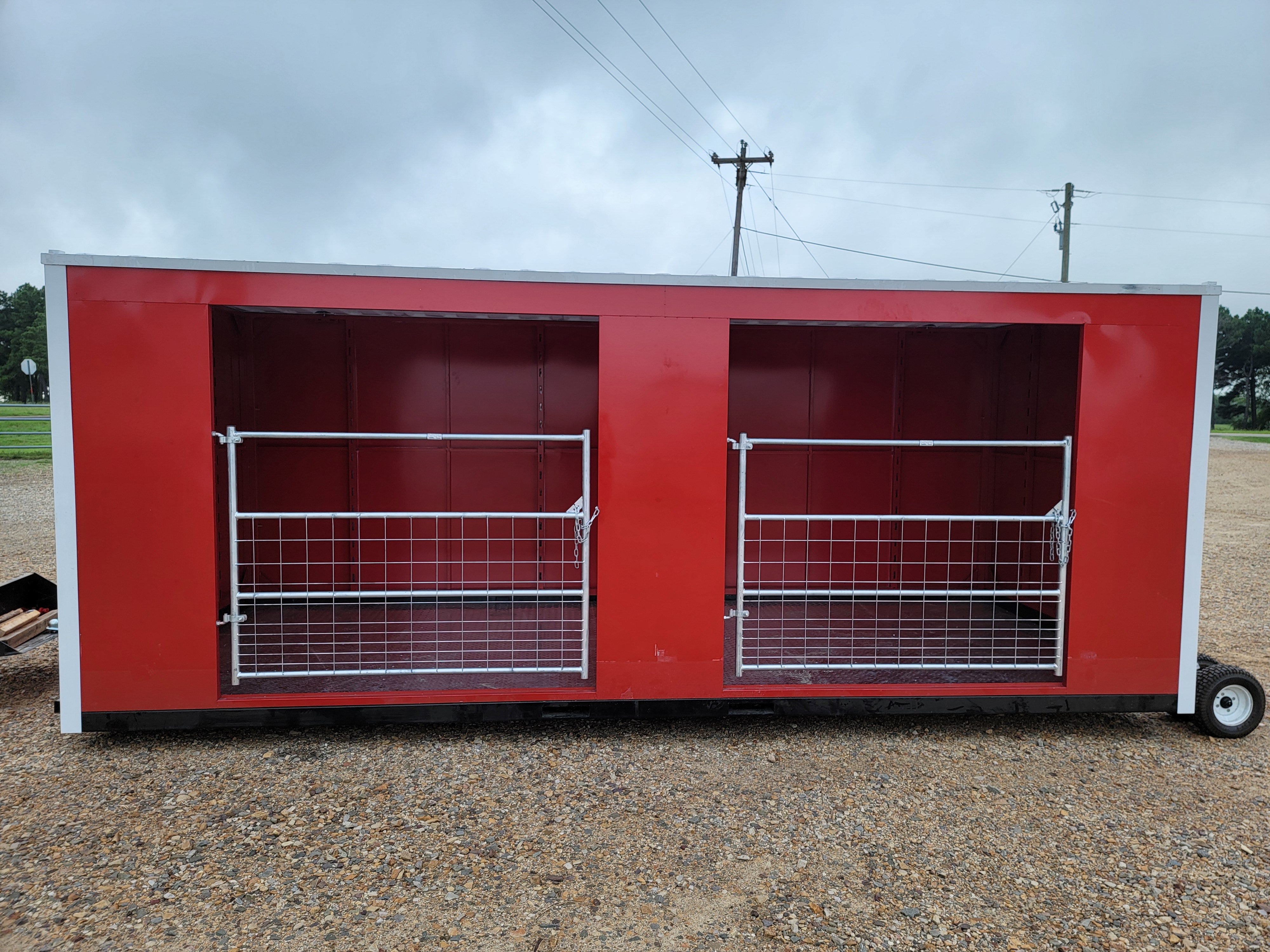 8'x20' Double Livestock Stall Portable Storage Building - Relocatable Loafing Shed Container for Horses, Cattle & Farm Animals - Perfect for Barns, Ranches & Agricultural Use