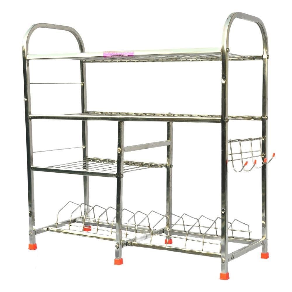 D.K 11 Stainless Steel Wall Mount Kitchen Dish Rack - Utensil Stand for Organized & Attractive Kitchen, Perfect for Small Spaces & Modern Homes