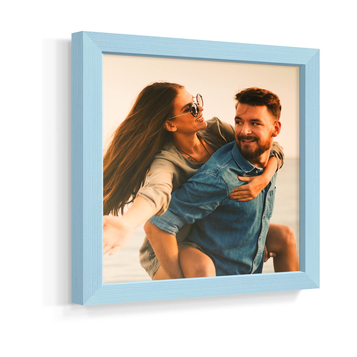 Custom 8x8 Photo Prints Set of 9 with Wood Frames - Blue Peel & Stick Collage for Home Decor