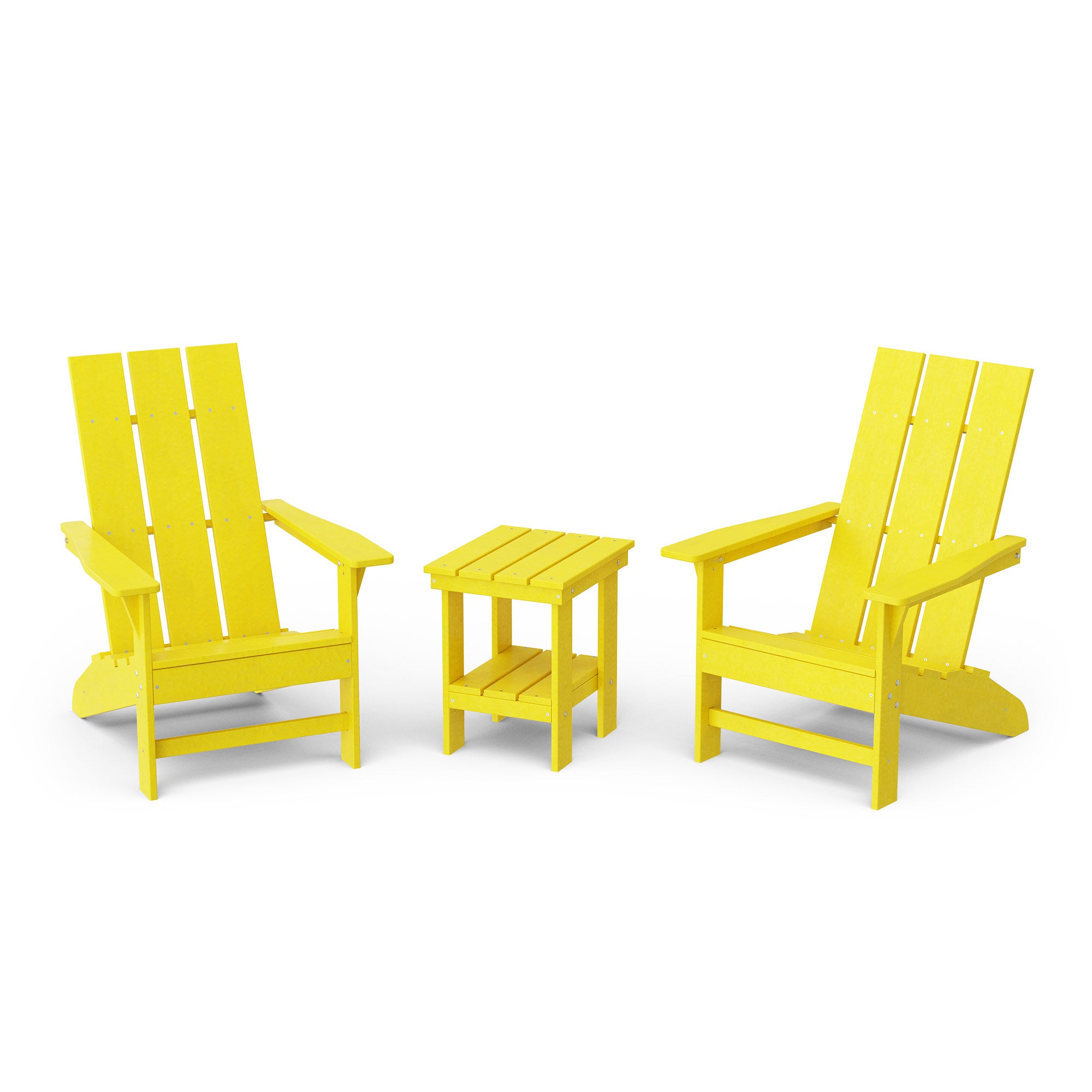 Freedom 3-Piece Modern Adirondack Chair Set with Side Table - Outdoor Patio Furniture for Backyard, Garden & Poolside Relaxation