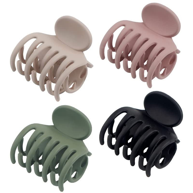 Staila 4 PCS Small Hair Clips for Thin Fine Hair - 1.5 Inch Matte Double Row Non-Slip Claw Clips for Women & Girls (Multicolor) - Perfect for School, Work, Travel & Everyday Hairstyles