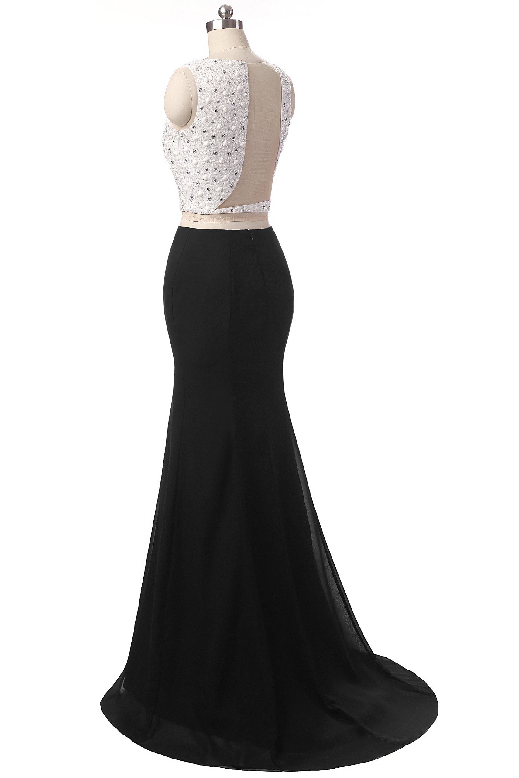 Sexy Black Beaded Two-Piece Prom Dress for Women - Perfect for Evening Parties, Cocktail Events & Special Occasions